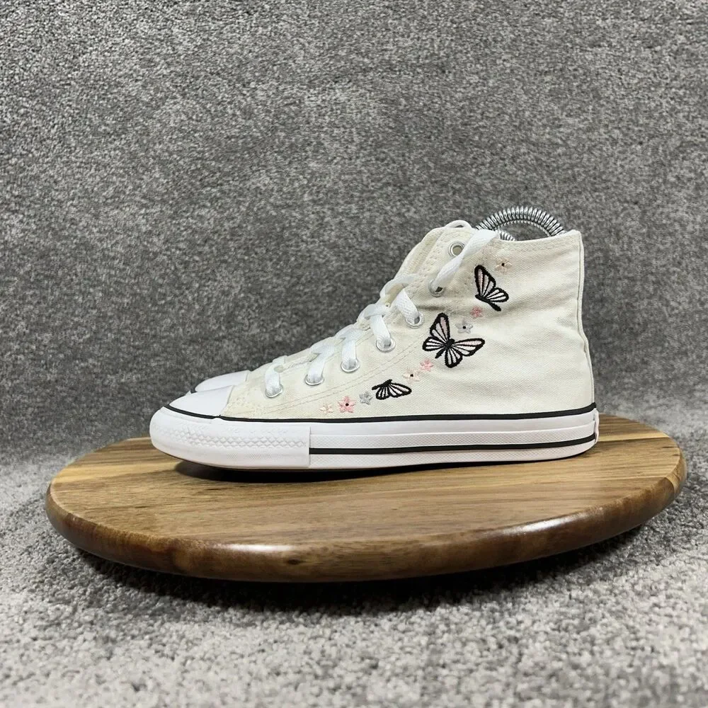 Converse Chuck Taylor All Star A08739F Kids Size 2 White Butterfly Shoes Used